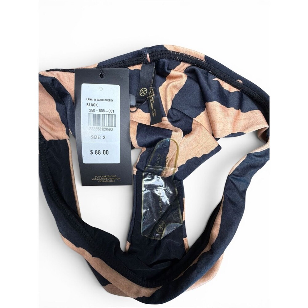 Vix Paula Hermanny Lanai B Basic Cheeky Bikini Bottom NWT Black Abstract Print - Picture 3 of 3